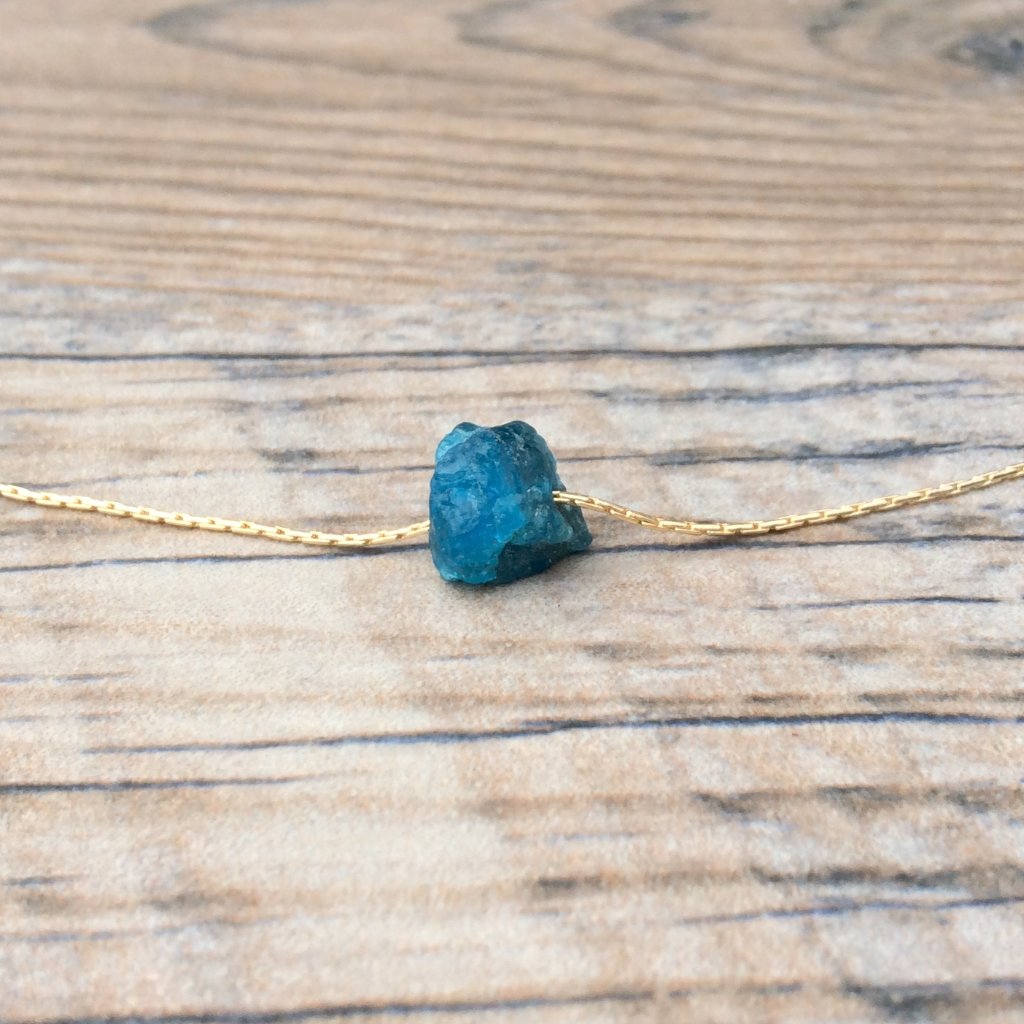 Tiny Raw Apatite Choker Necklace, Healing Necklace, Crystal Necklace